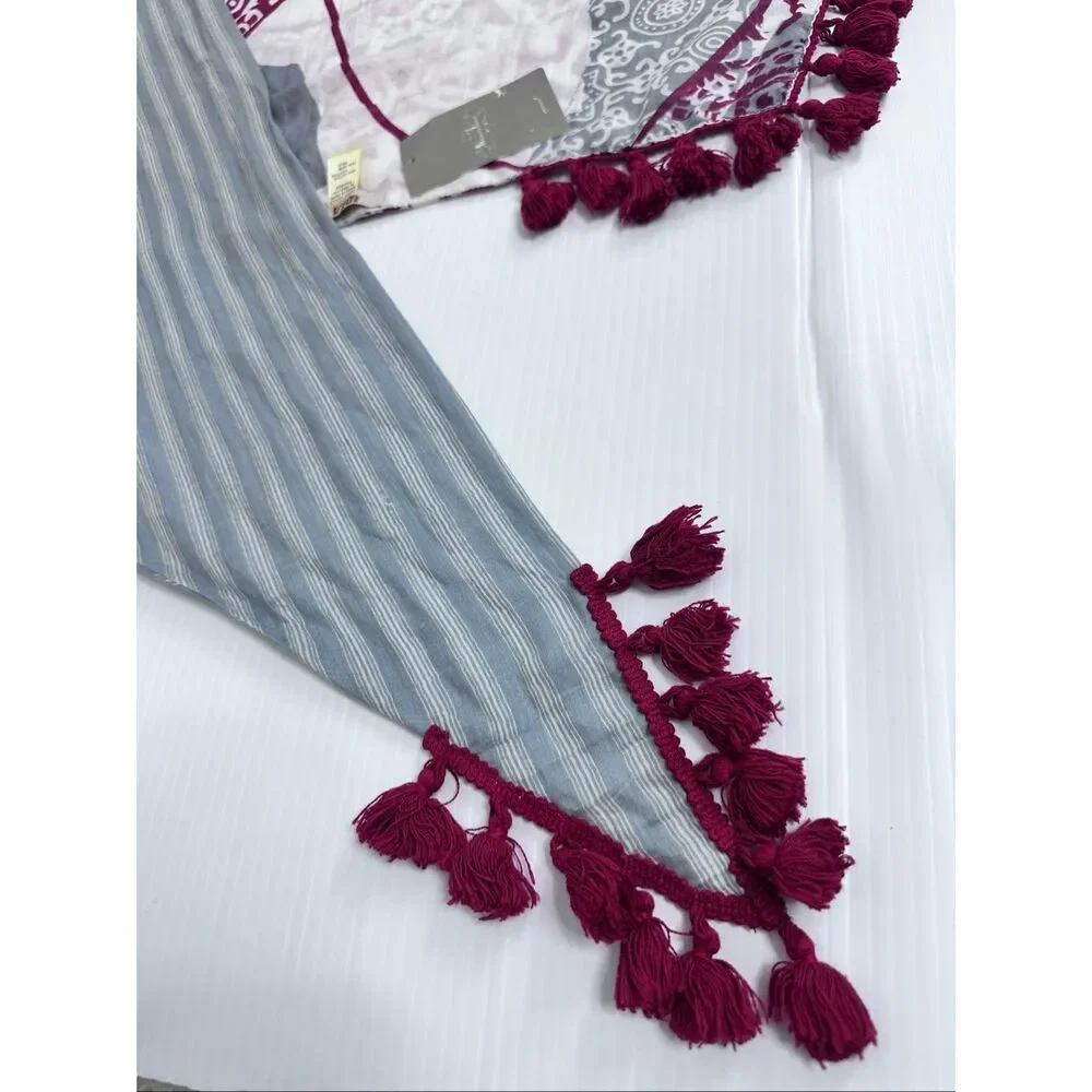Anthropologie IDEA Plus Sonira Tassel Scarf Wrap Shawl Cotton Silk NWT $198